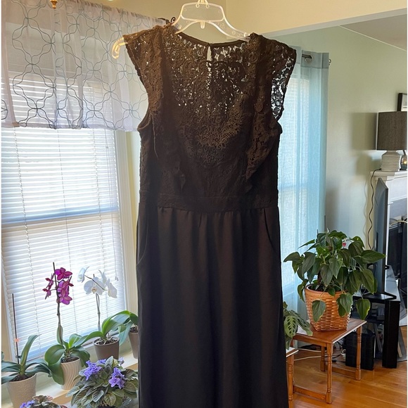 Xhilaration Wide Leg Jumpsuit w Lace Top Black-Medium - Picture 4 of 16